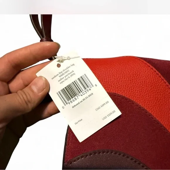 Kate Spade Patchwork Medium Flap Red and Burgundy Women's Bag - Picture 4 of 4